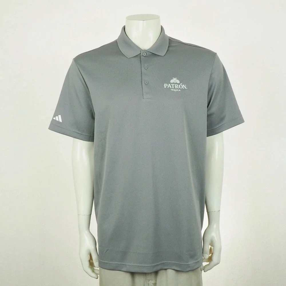 Adidas Golf Polo Shirt Mens XL Gray Patron Tequila Logo Active Performance Blend